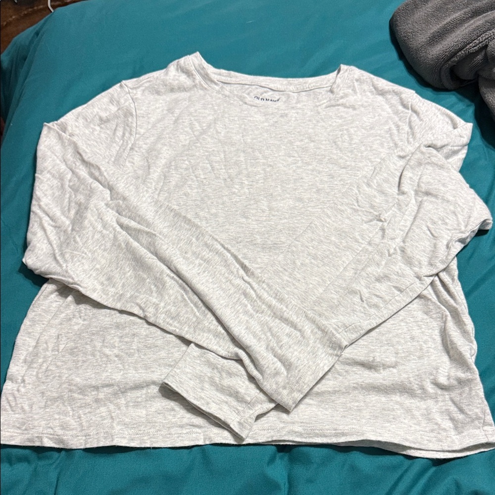 Old Navy Heather Gray Crew Neck Long Sleeve Tee